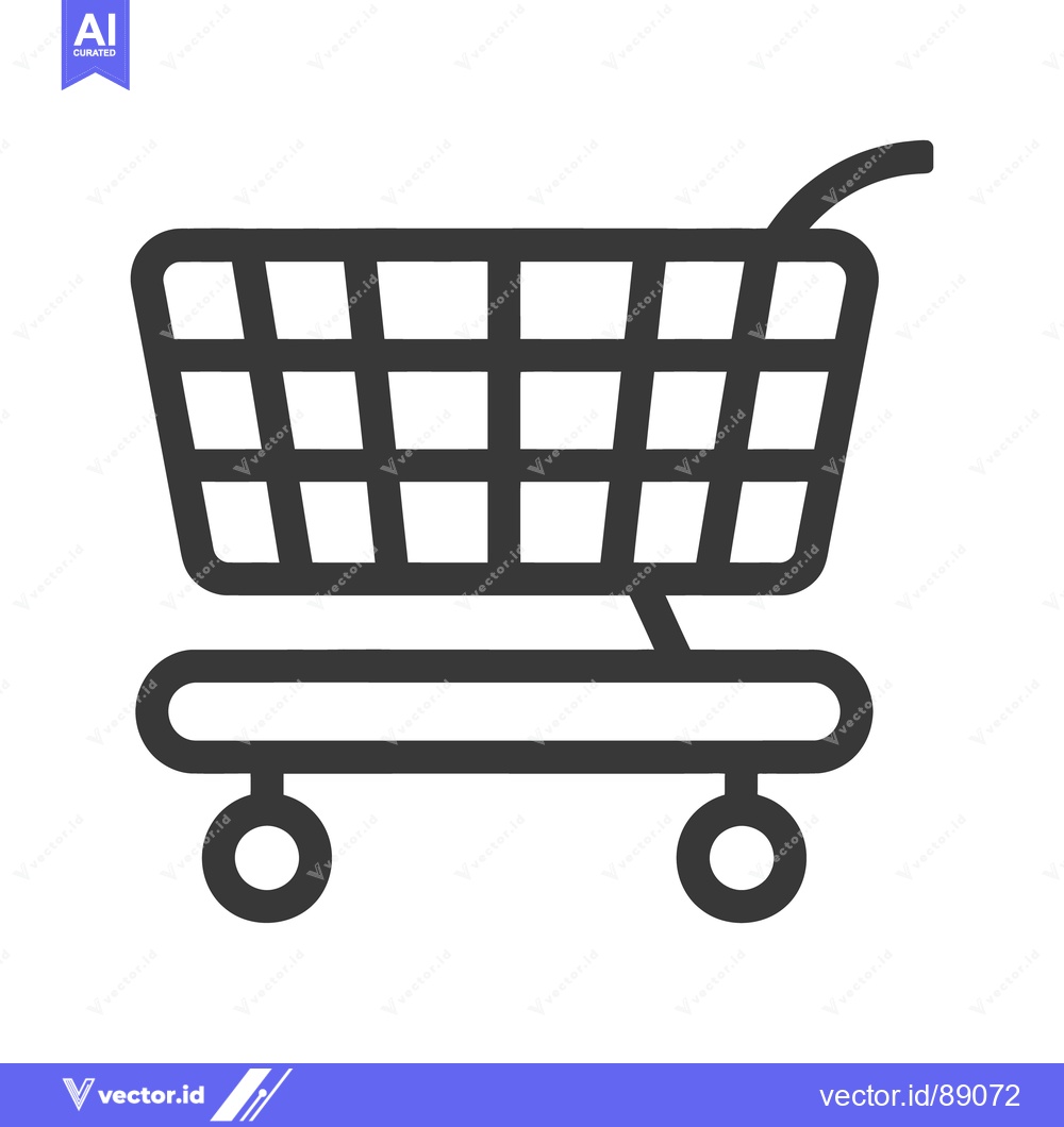 Premium Vector of A simple outline illustration depicts a shopping cart for groceries