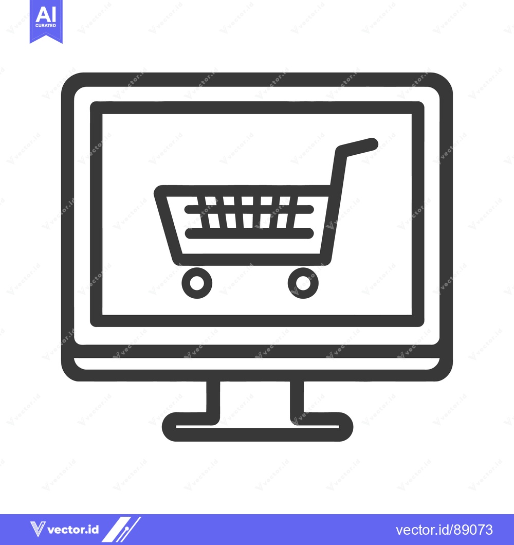 Premium Vector of A simple illustration depicting online shopping using a computer scree