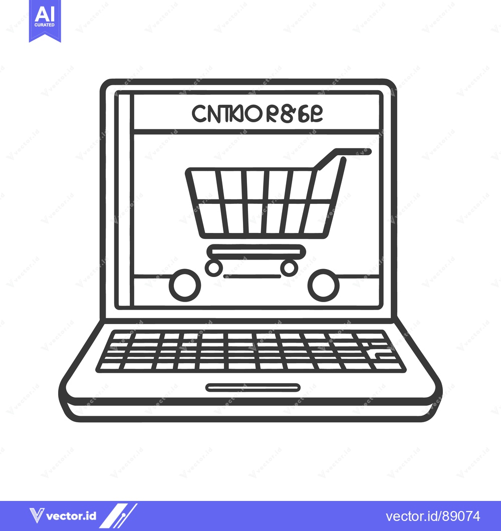 Premium Vector dari A laptop computer showing an online shopping cart icon clearly display