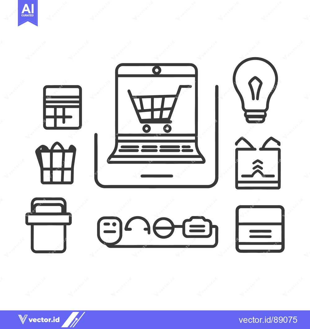 Premium Vector of Simplified icons representing online shopping and associated transacti