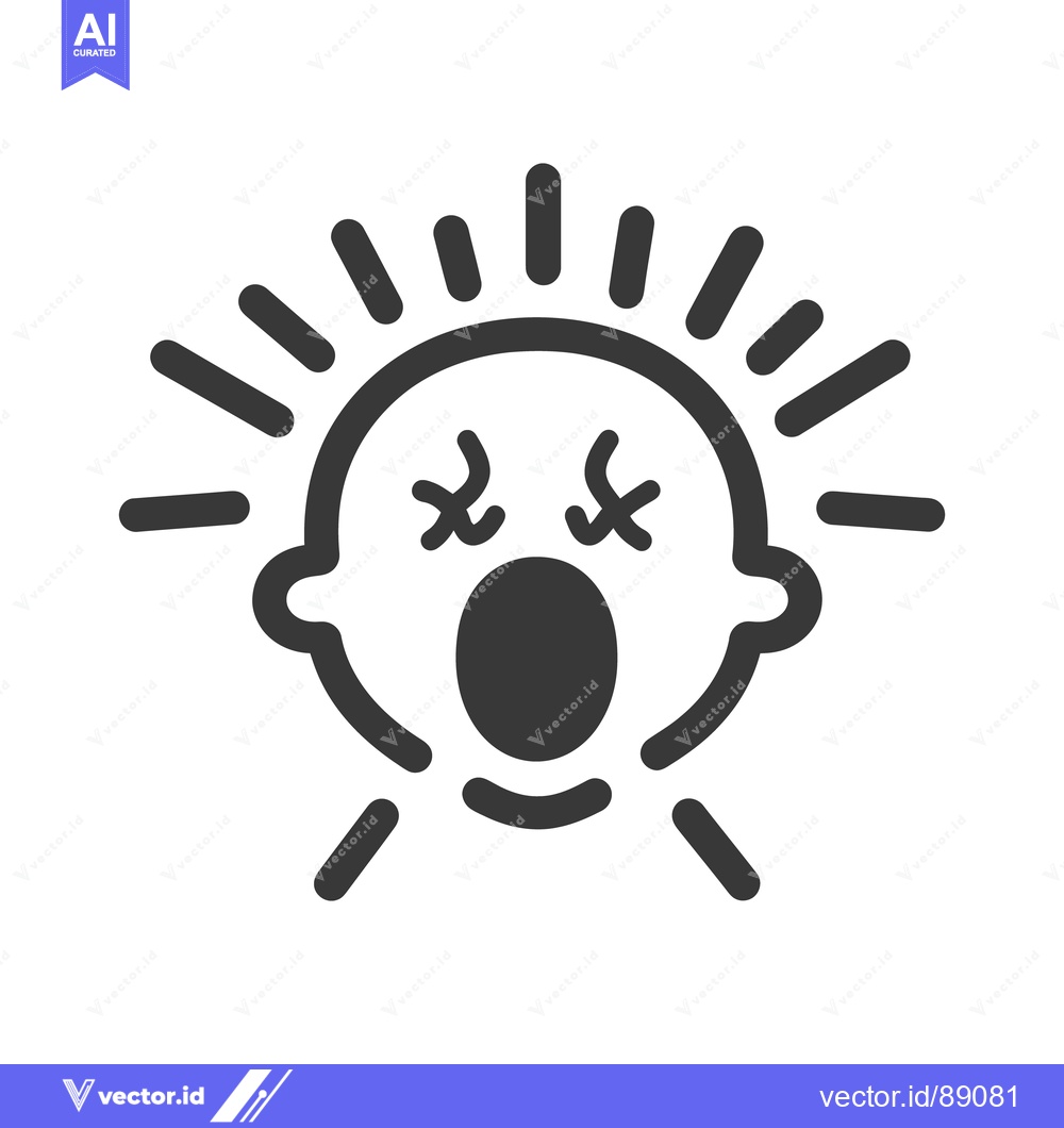 Premium Vector of Simplified black illustration depicting the face of a distressed infan