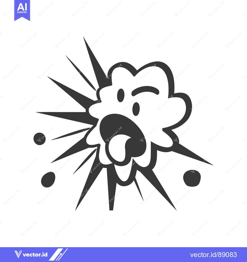 Premium Vector of A cartoon explosion with a surprised face and popping elements