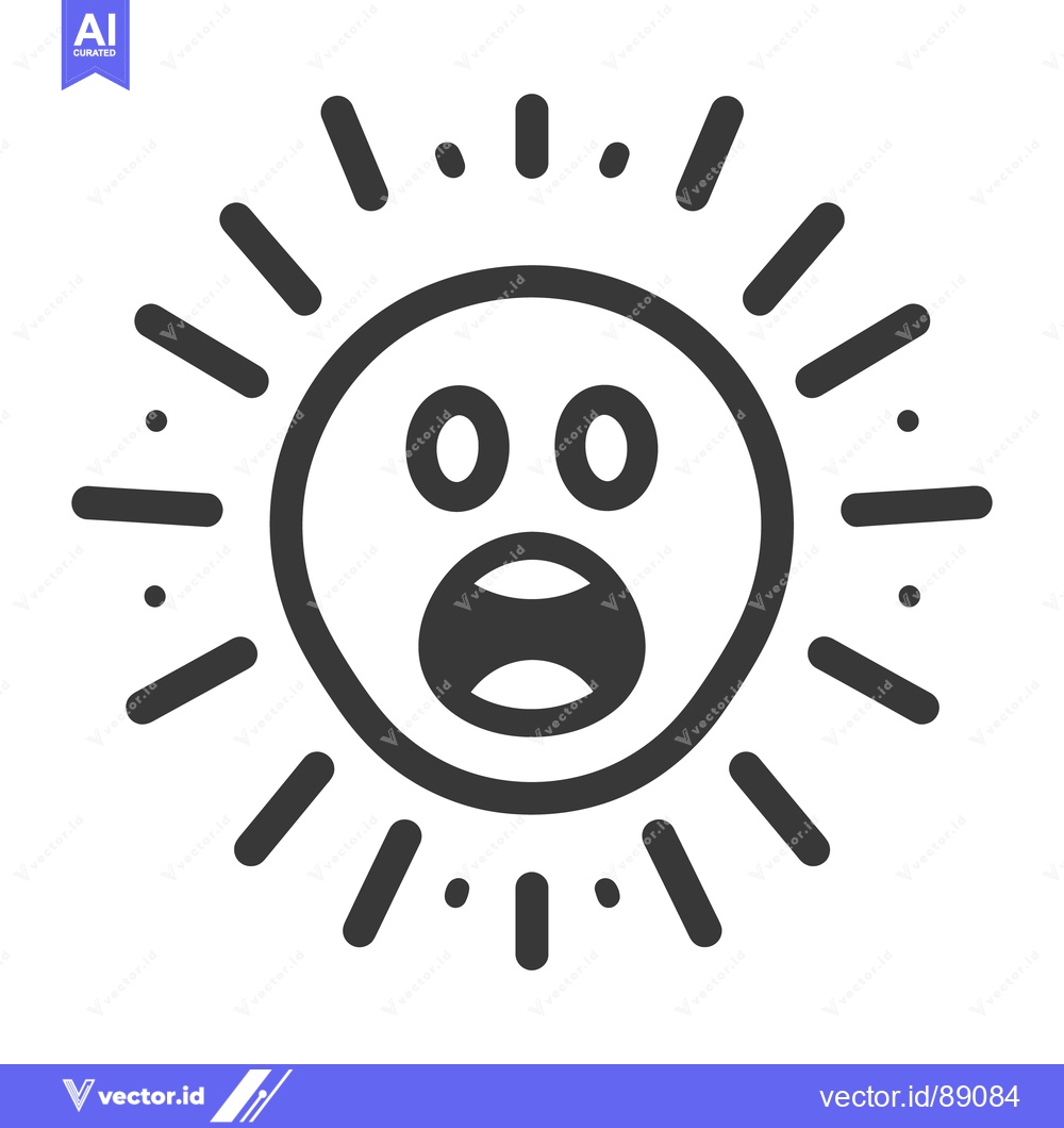 Premium Vector dari A surprised cartoon sun with radiating lines and open mouth