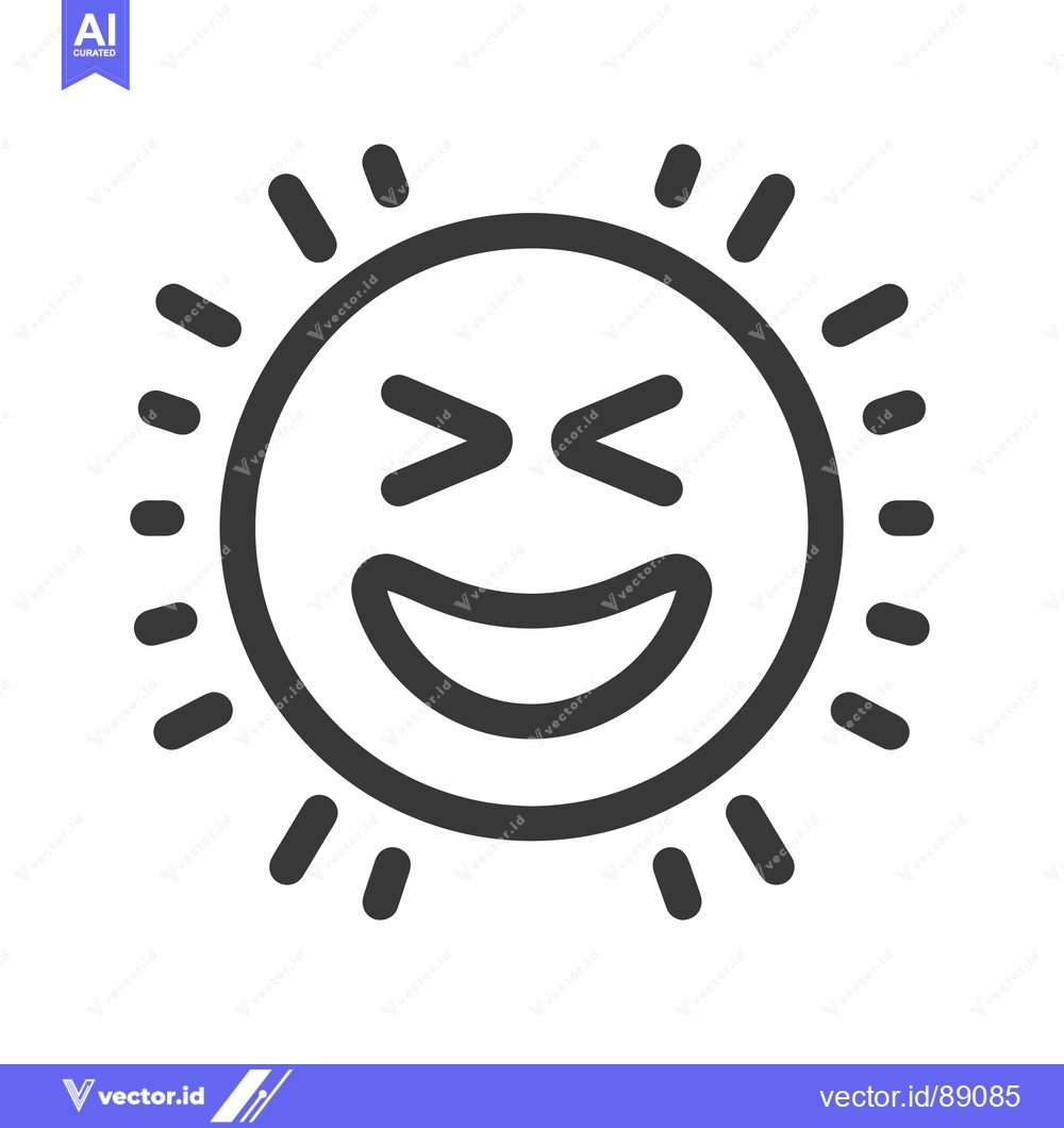Premium Vector dari A happy smiling sun symbol with radiant radiating outlines