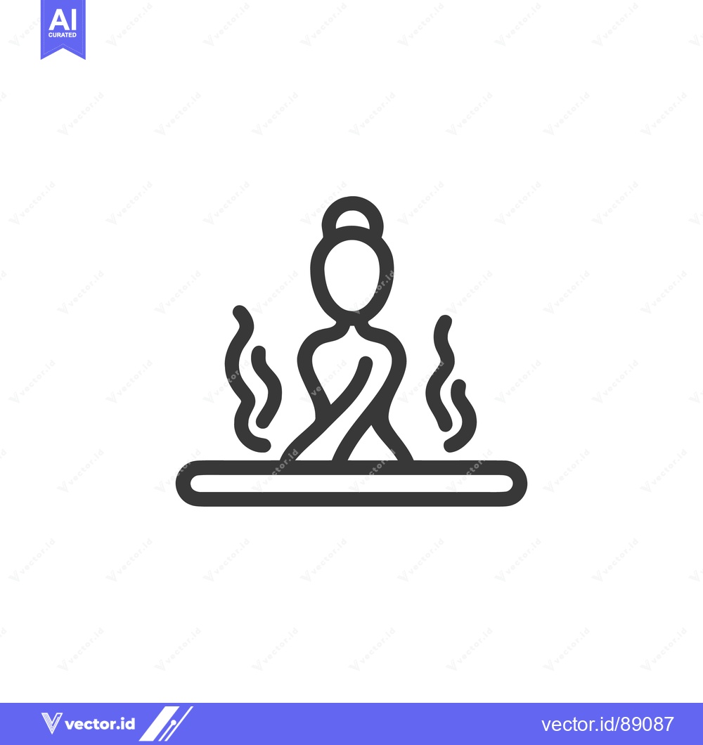 Premium Vector of Minimalist Hot Spring Icon: Person Relaxing in Steaming Water