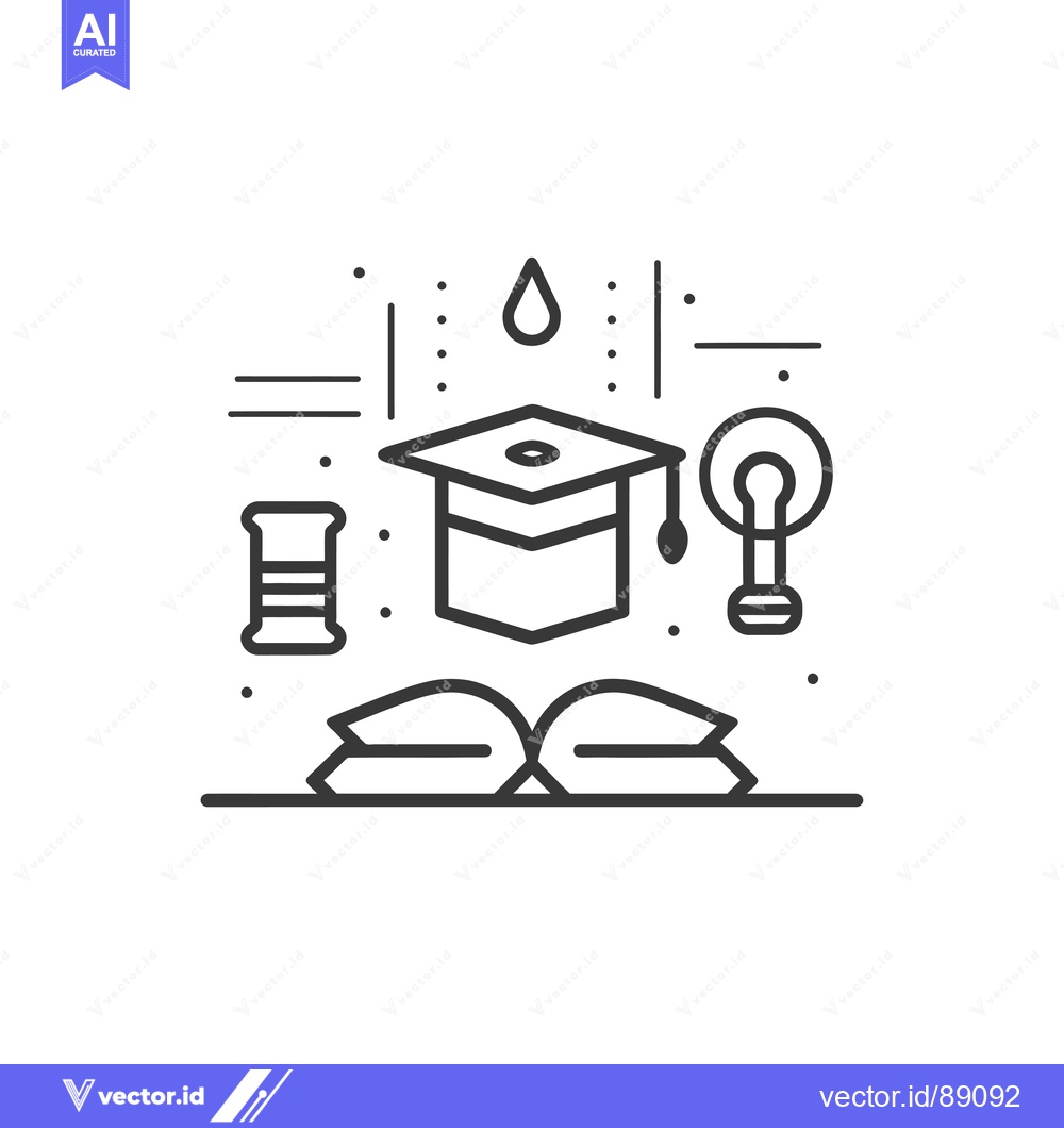 Premium Vector of Open book, graduation cap, lightbulb, and liquid drop icon representin