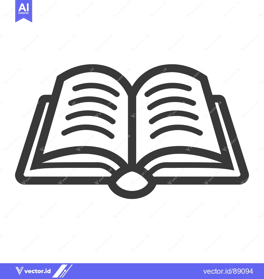 Premium Vector dari Open book icon with curved lines representing pages