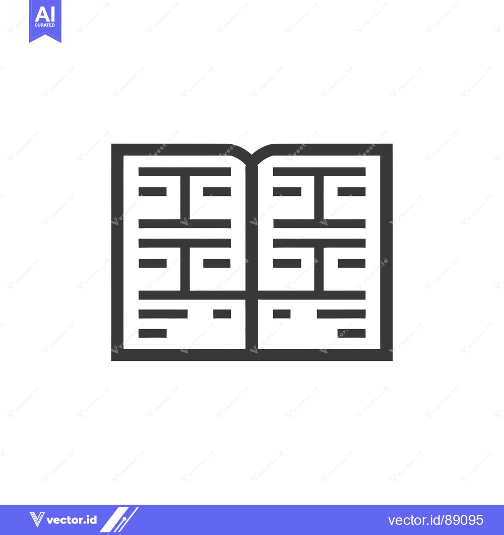 Premium Vector of Open Book Icon with Several Lines of Text
