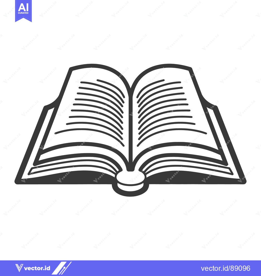 Premium Vector dari A simplified black and white illustration of an open book