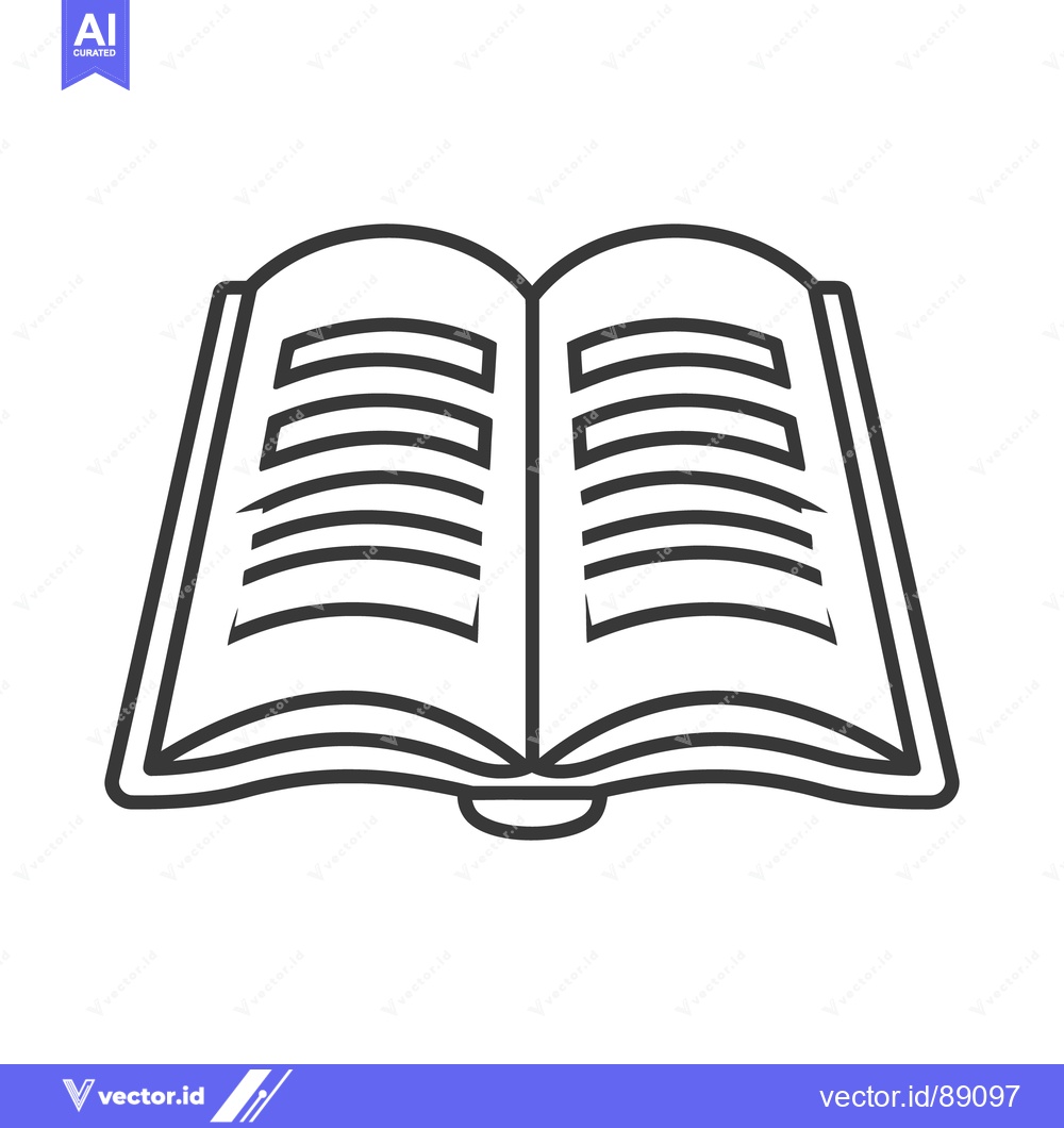 Premium Vector dari A Line Drawing Illustrates An Open Book With Printed Pages