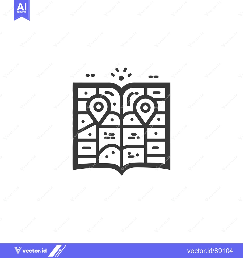 Premium Vector dari Open Book Map with Two Pinpoint Locations