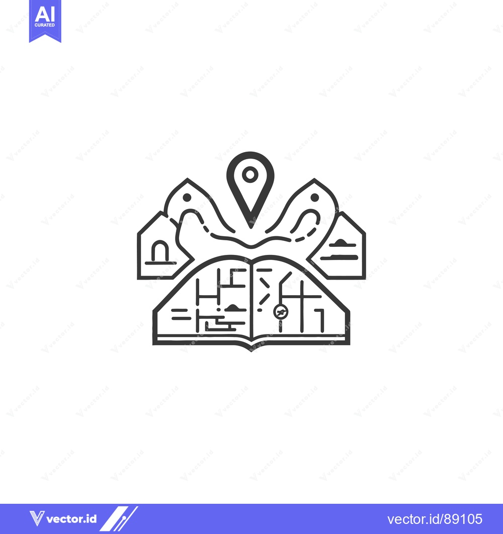Premium Vector dari Open Book with a Map and a Location Pin