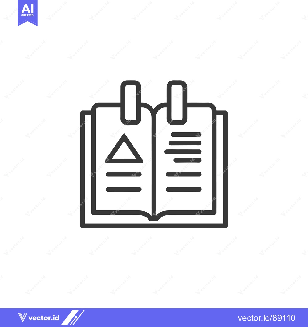 Premium Vector of Open Book with Bookmarks and a Triangle Symbol