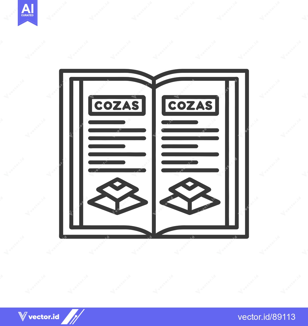 Premium Vector of Open Book with Cozas Title and Stacked Geometric Shapes