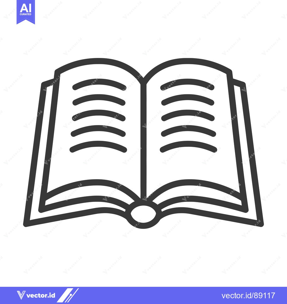 Premium Vector dari Open Book with Curved Pages and Detailed Spine