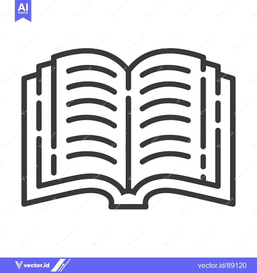 Premium Vector of Open Book with Detailed Line Art Illustration