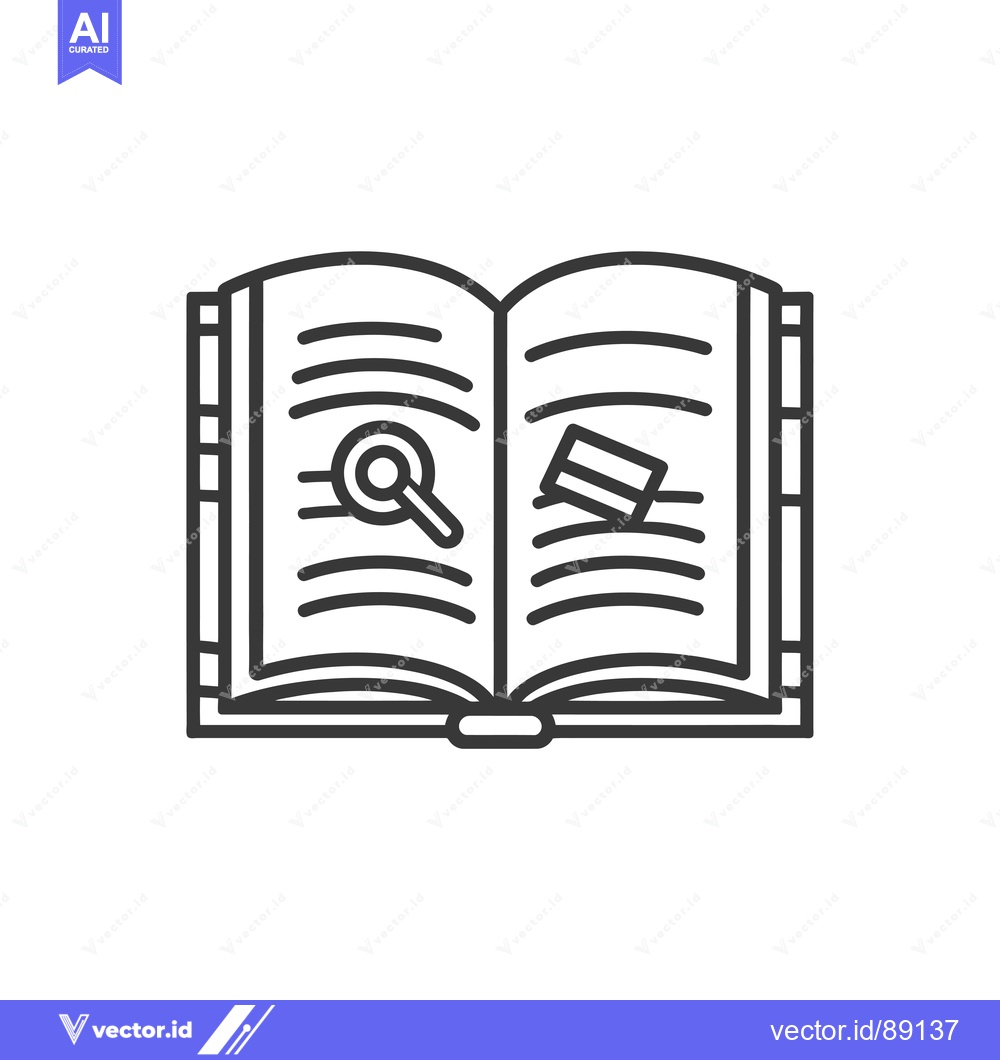 Premium Vector dari Open Book with Magnifying Glass and Bookmark