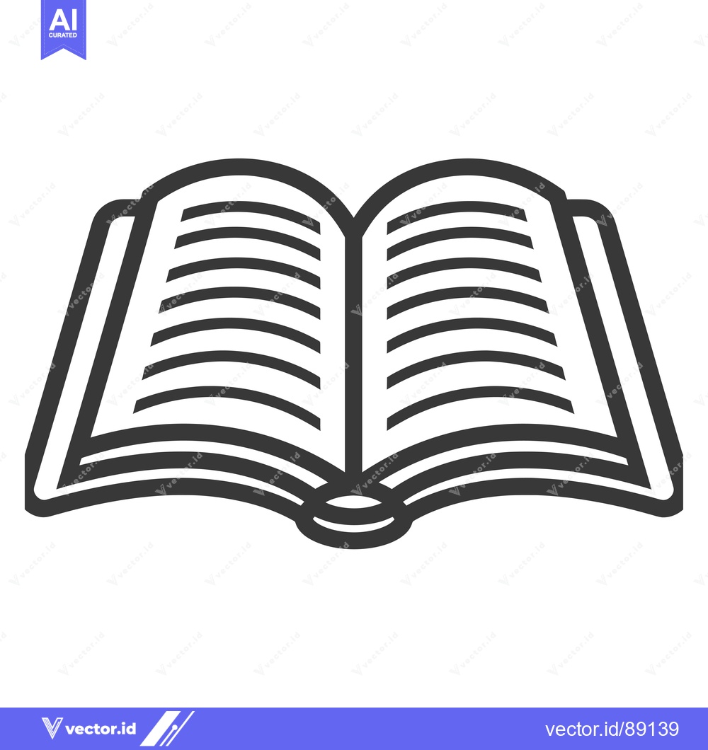 Premium Vector dari Open Book with Multiple Horizontal Lines and a Spine