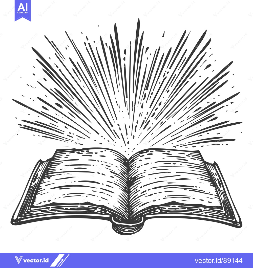 Premium Vector of Open Book with Rays of Light Emerging from Its Pages