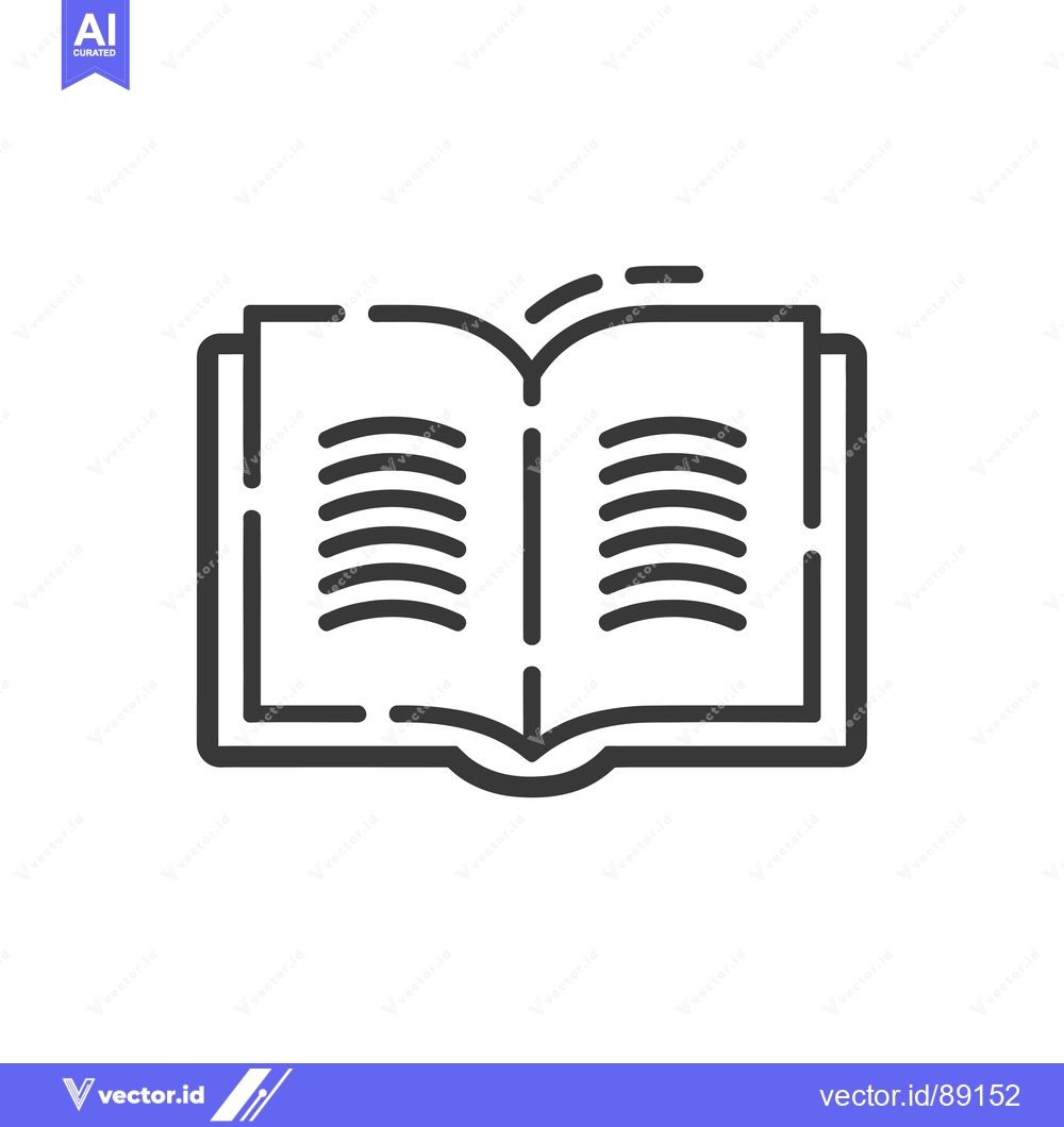 Premium Vector dari Open Book with Text Lines in Black Line Art