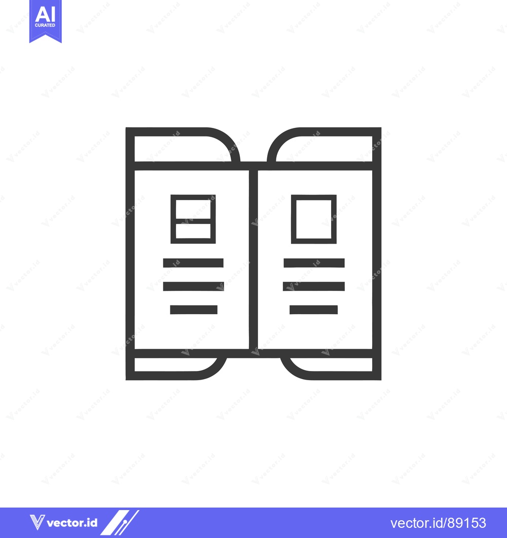 Premium Vector dari Open Book with Three Lines on Each Page and a Square on the Top
