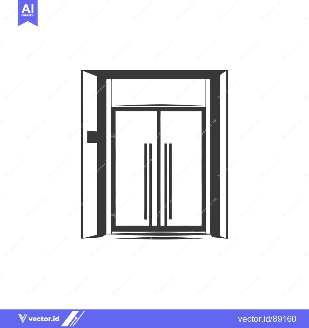 Premium Vector dari Open double door with vertical lines on surface
