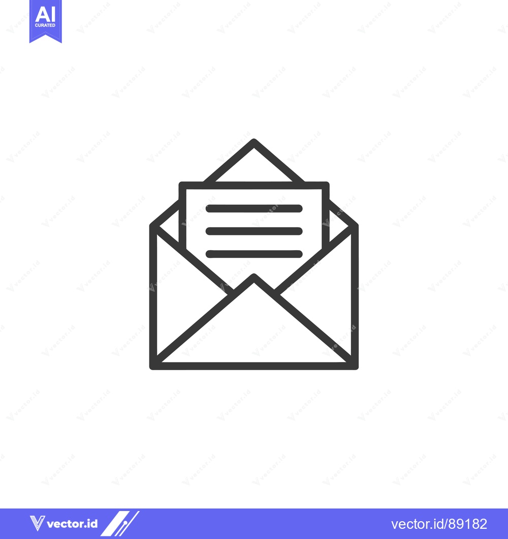 Premium Vector dari Open Envelope with Letter Inside, Black and White Line Art