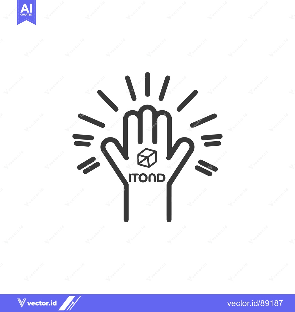 Premium Vector dari Open Hand with 3D Cube and Text "ITOND"