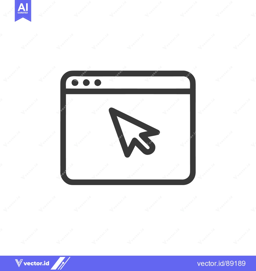 Premium Vector dari Minimalist Browser Window with Cursor Icon, Clean Line Art Design