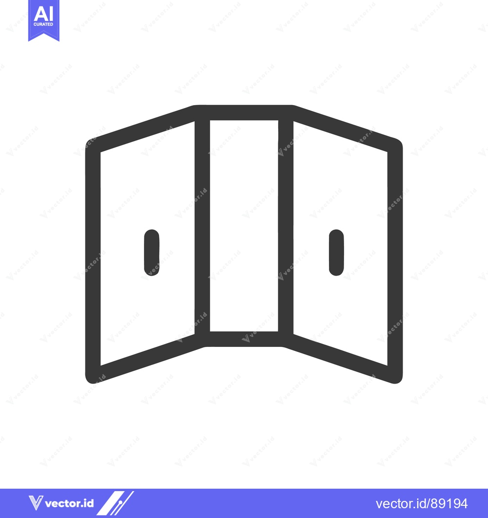 Premium Vector dari Minimalist Icon of a Tri-Fold Brochure, Dark Gray Outline on White Bac