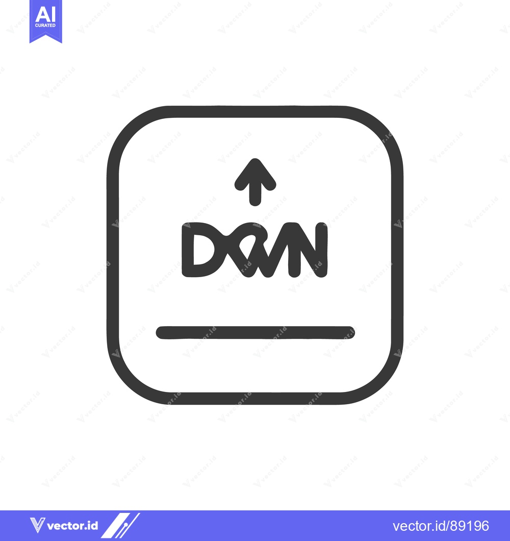 Premium Vector dari Minimalist "Down" Icon with Arrow and Line in Rounded Square Frame