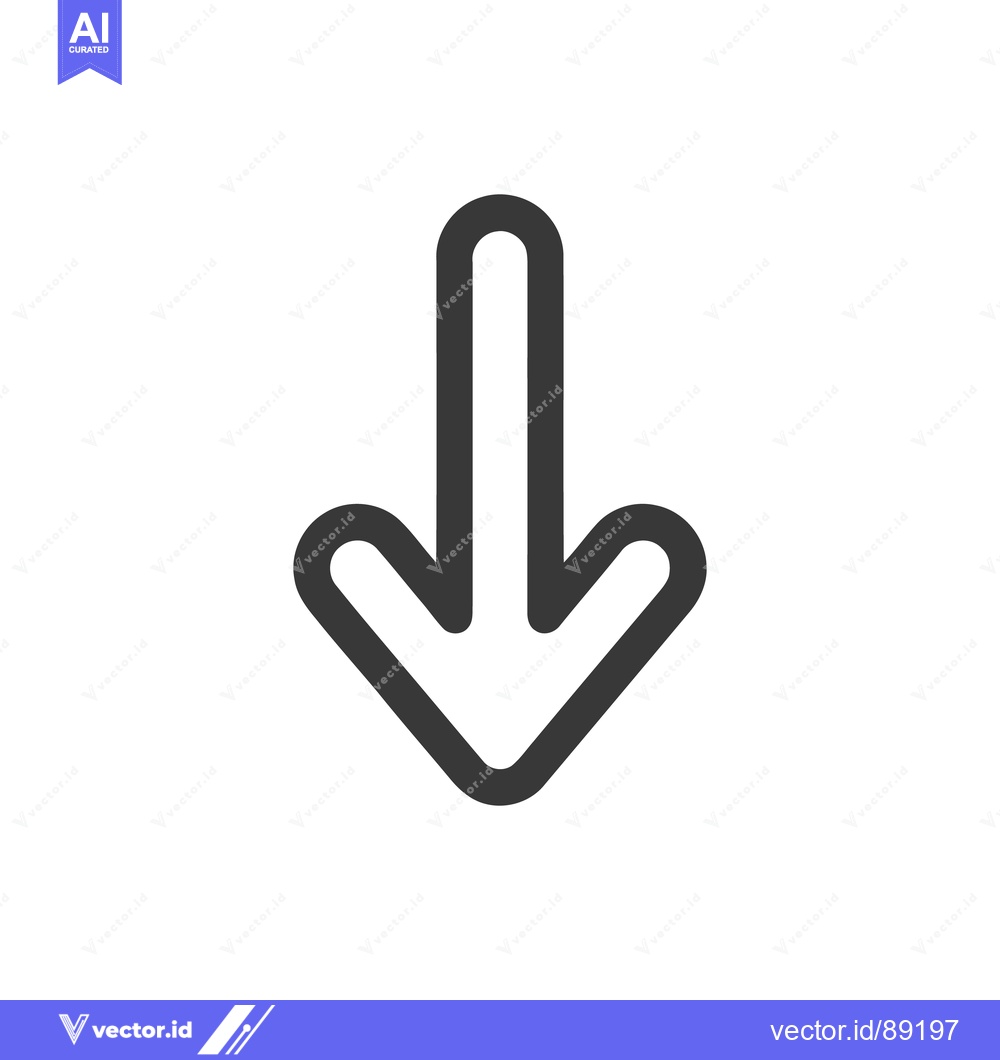 Premium Vector dari Bold Downward Arrow: Simple Graphic Symbol on White Background