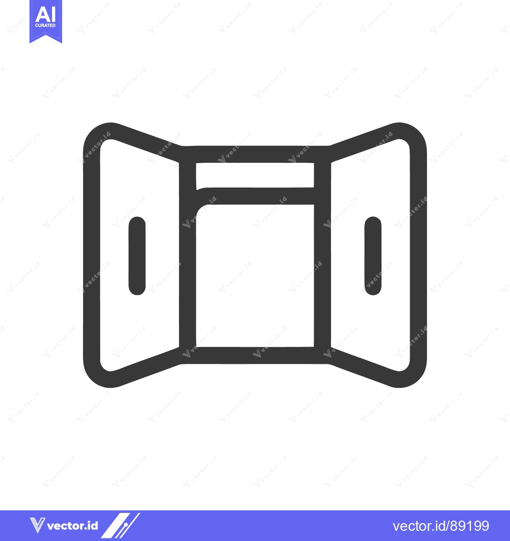Premium Vector dari Minimalist Open Window Icon, Dark Outline on White Background