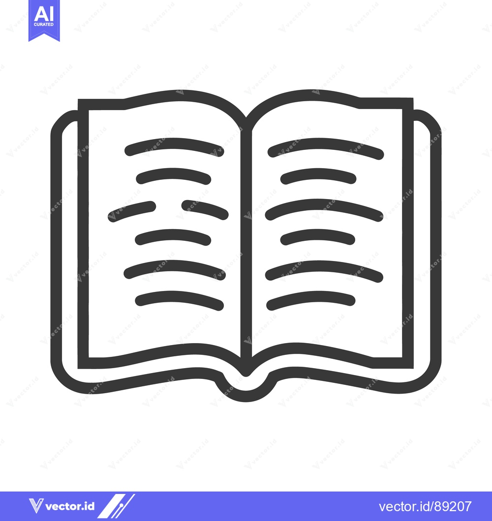 Premium Vector dari An open illustrated book shows pages with lines of text