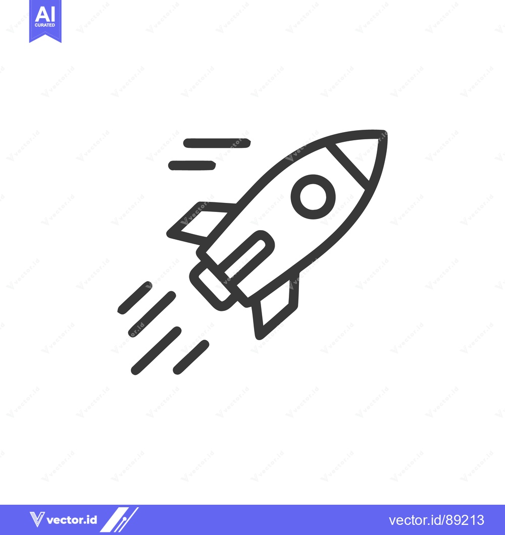 Premium Vector dari Minimalist Rocket Launching Icon with Speed Lines on White Background