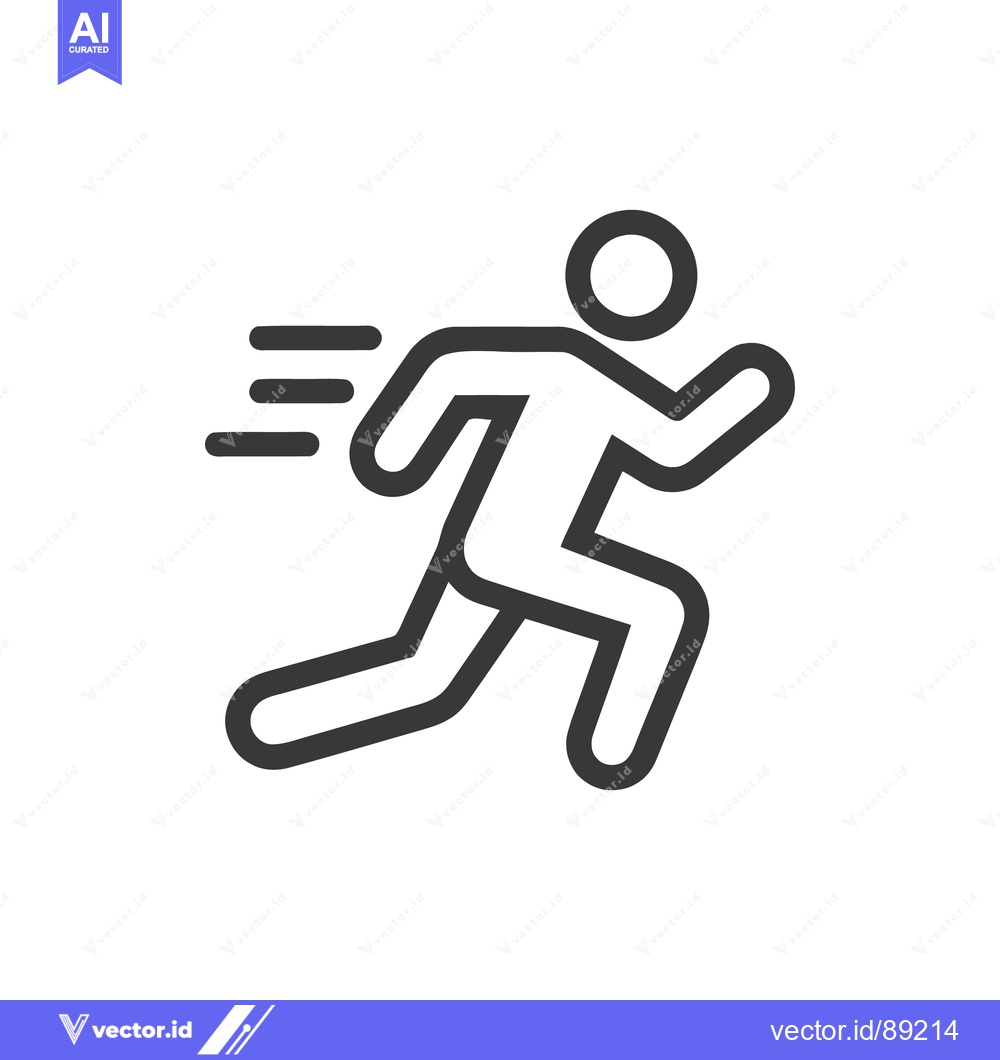 Premium Vector dari Dynamic Runner Icon: Bold Outline, Speed Lines, Modern Design
