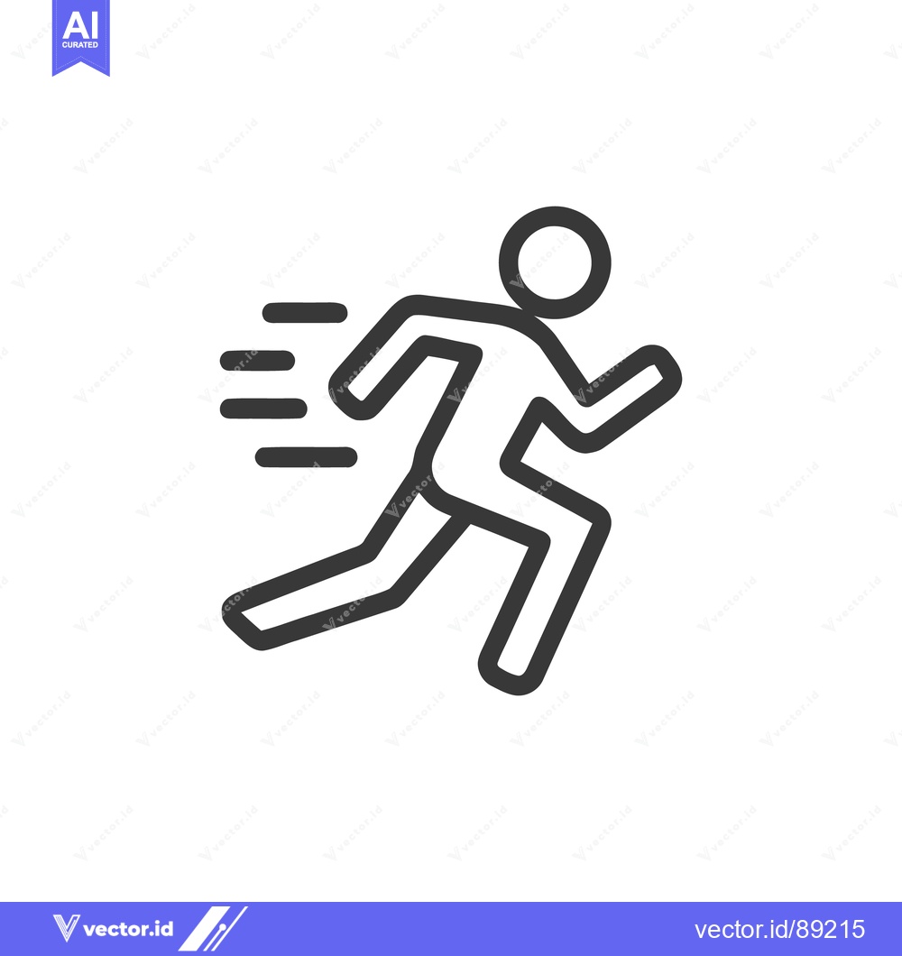 Premium Vector of Minimalist Running Icon with Speed Lines on White Background