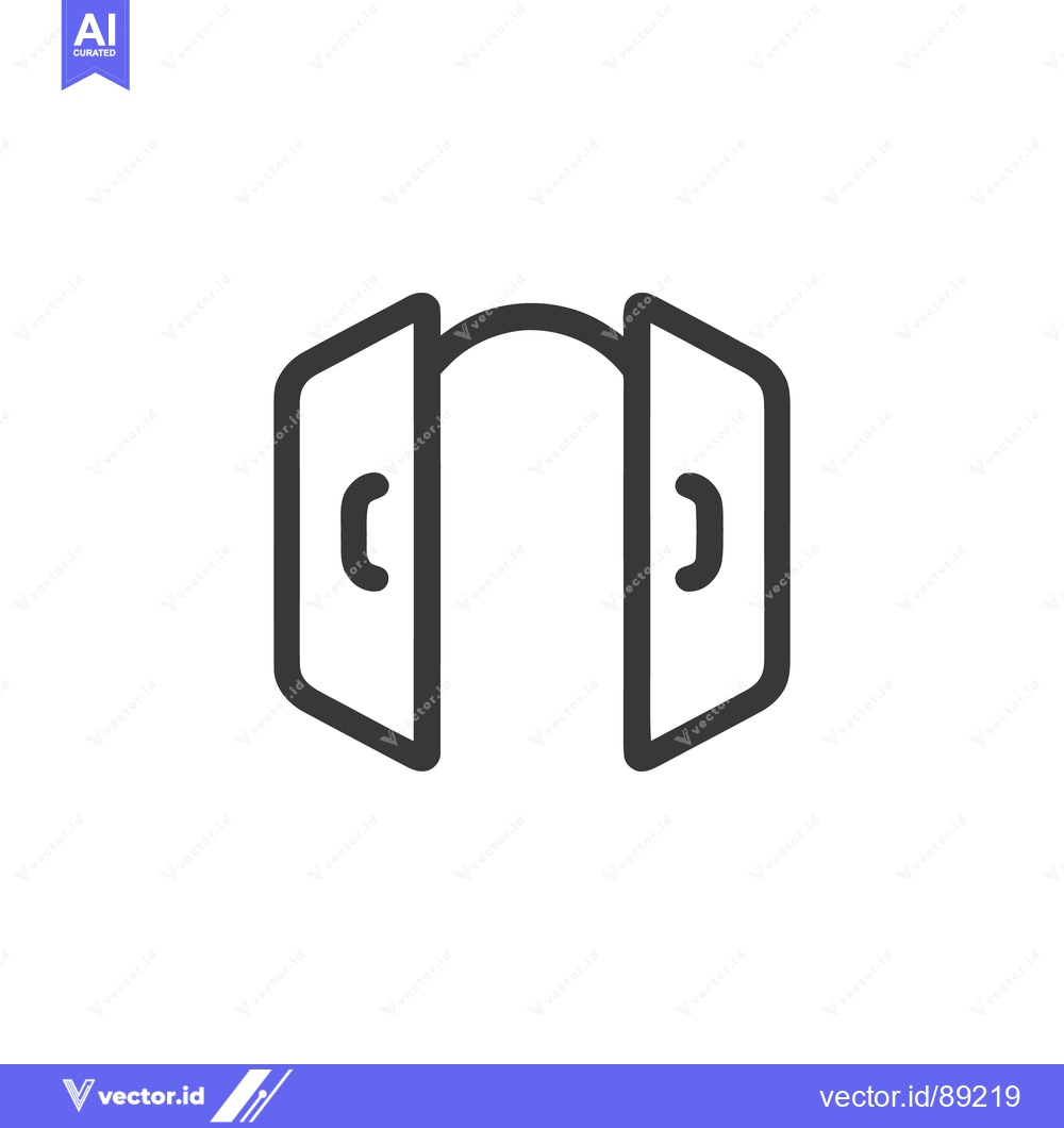 Premium Vector of Open Doorway Icon: Minimalist Black Line Art on White Background