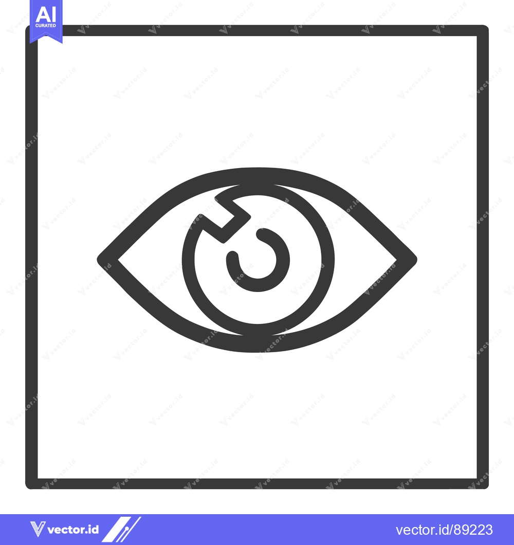 Premium Vector dari Minimalist Eye Icon in Square Frame, Dark Gray on White