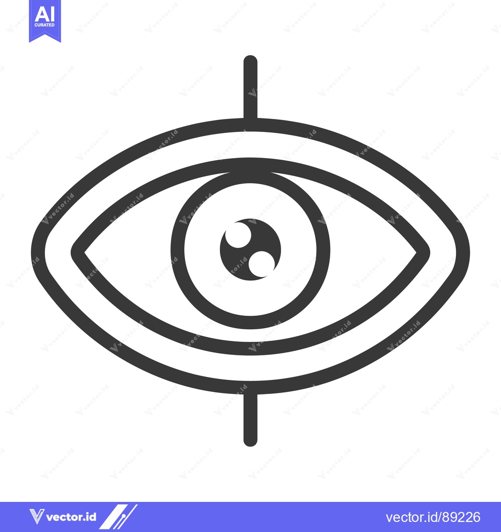 Premium Vector dari An outlined symmetric human eye with a vertical line through it