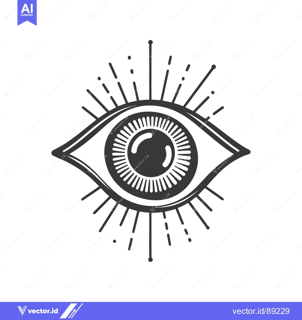 Premium Vector dari An eye illustration featuring rays radiating outwards with simple line