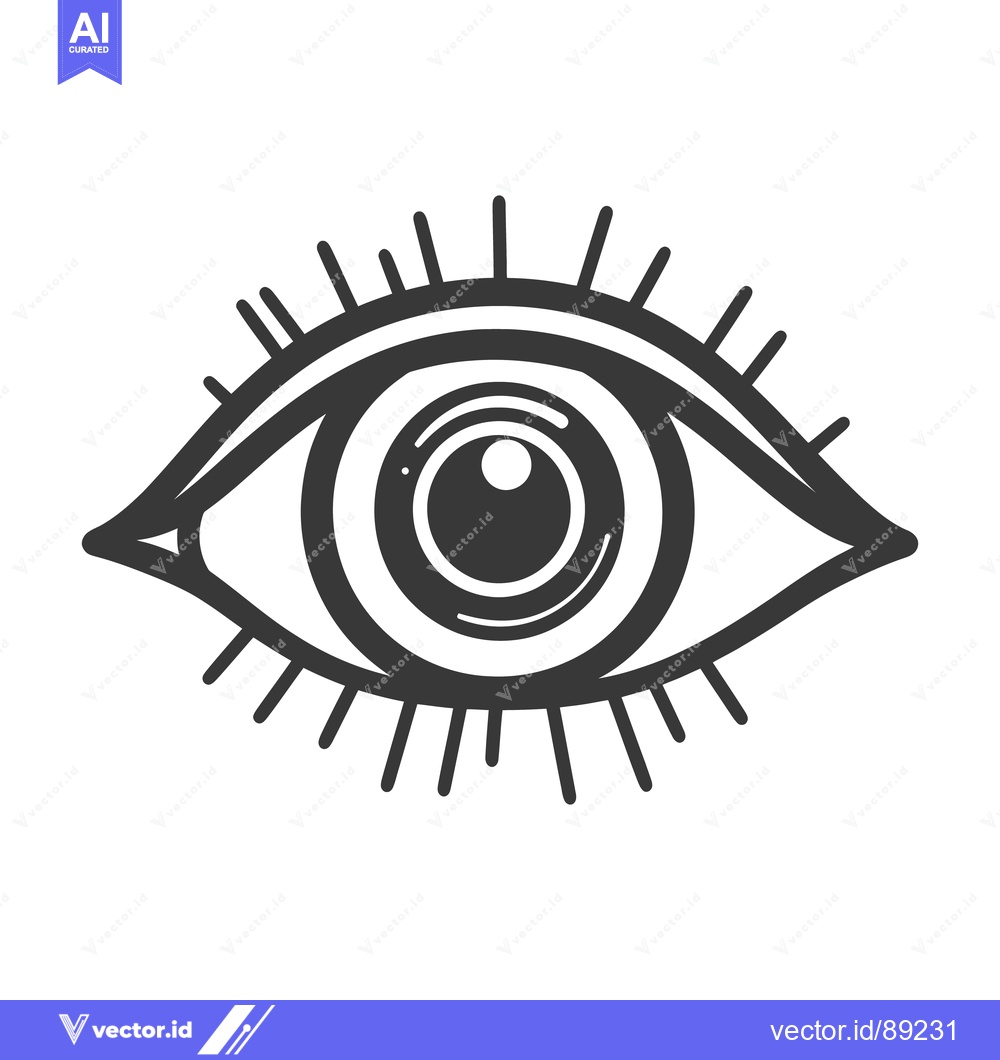 Premium Vector dari A detailed monochrome illustrated eye with stylized eyelashes depicted