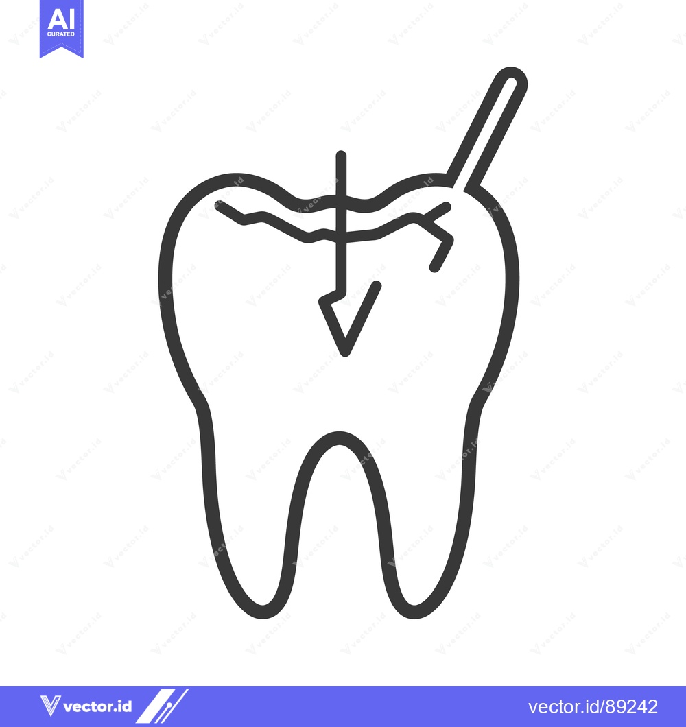 Premium Vector of A damaged molar with cracks and a tool inserted into it