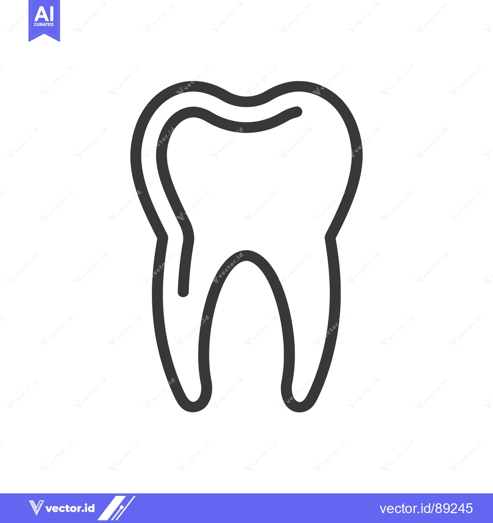 Premium Vector dari An outlined illustration presenting a molar tooth in a minimalistic st