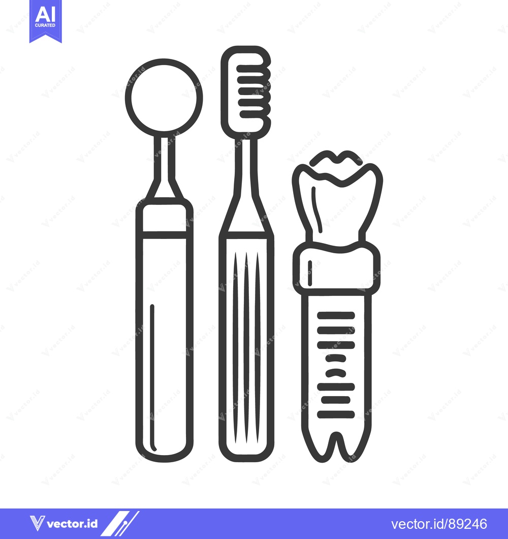 Premium Vector of Various tools for cleaning and examining teeth are displayed clearly