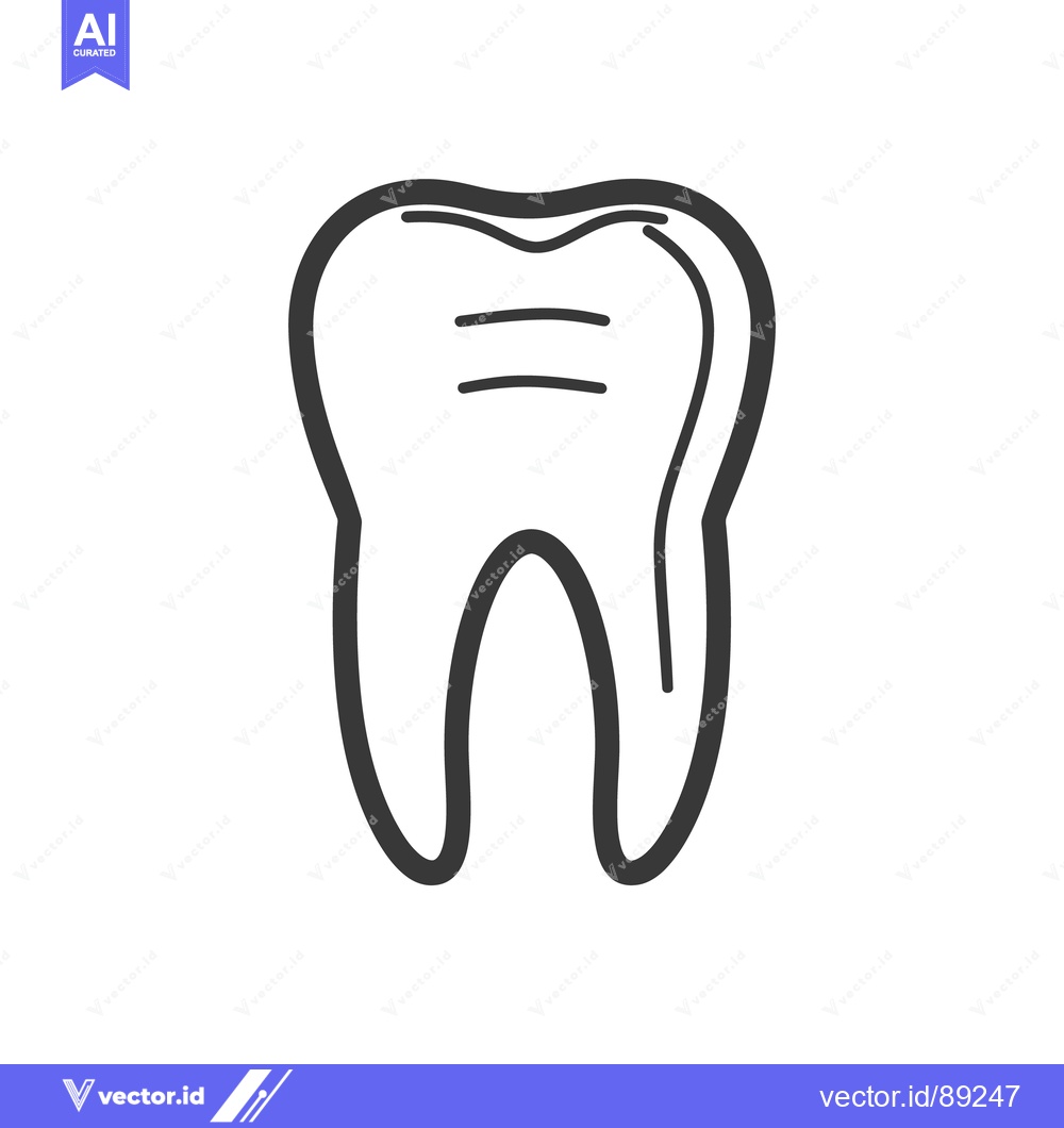 Premium Vector dari A simple outlined depiction of a human molar tooth