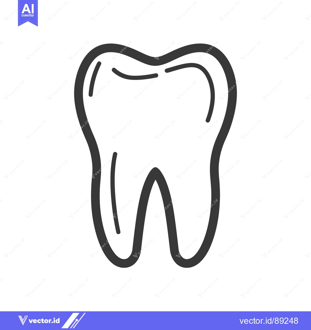 Premium Vector dari A simple line drawing representing an adult human molar tooth