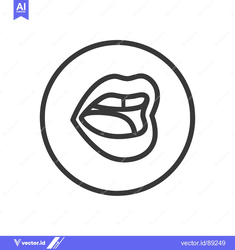 Premium Vector of Bold Lips Icon: Minimalist Outline in Circle, Modern Design
