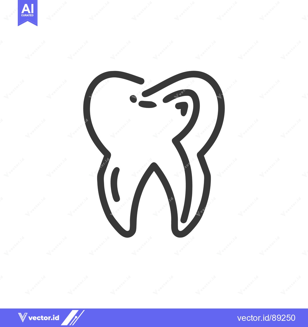 Premium Vector dari Minimalist Tooth Icon: Dental Health Symbol in Bold Outline
