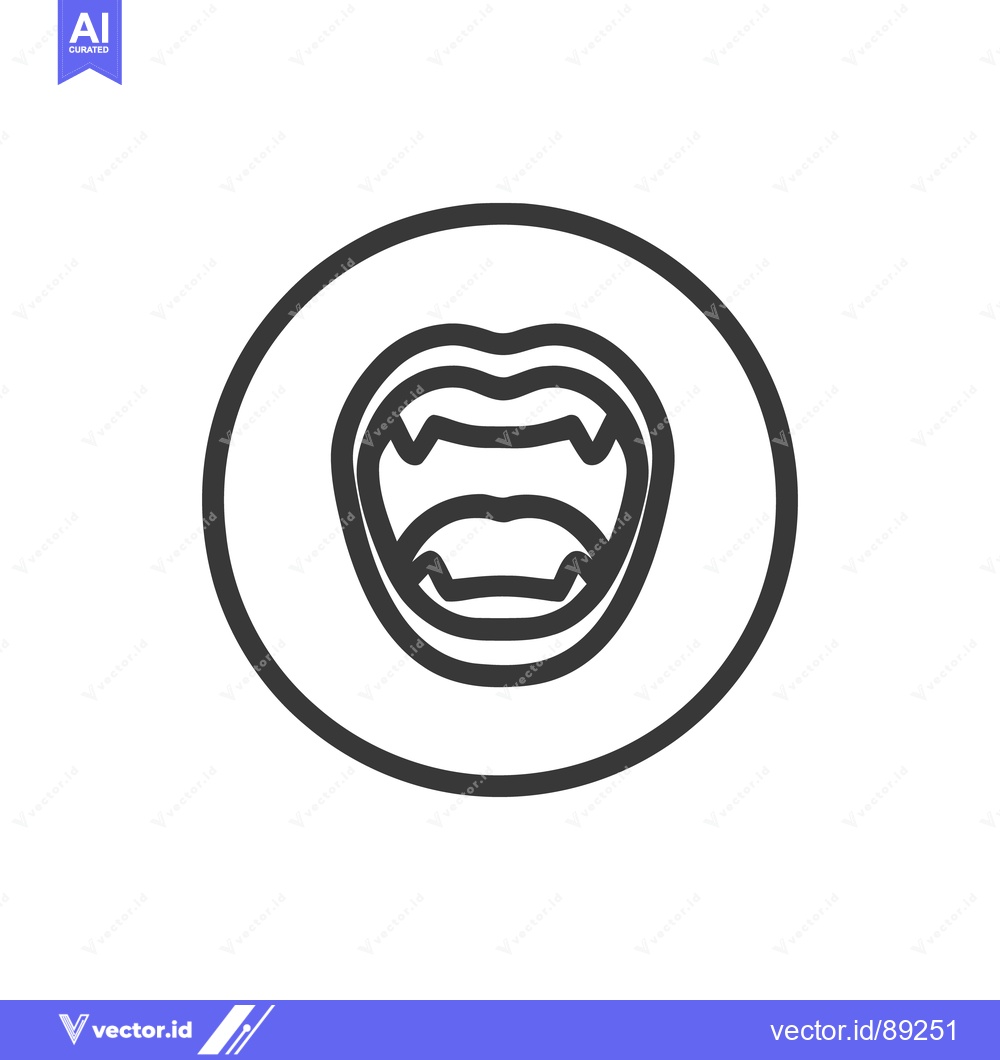 Premium Vector dari Minimalist Vampire Mouth Icon with Sharp Fangs in Circle